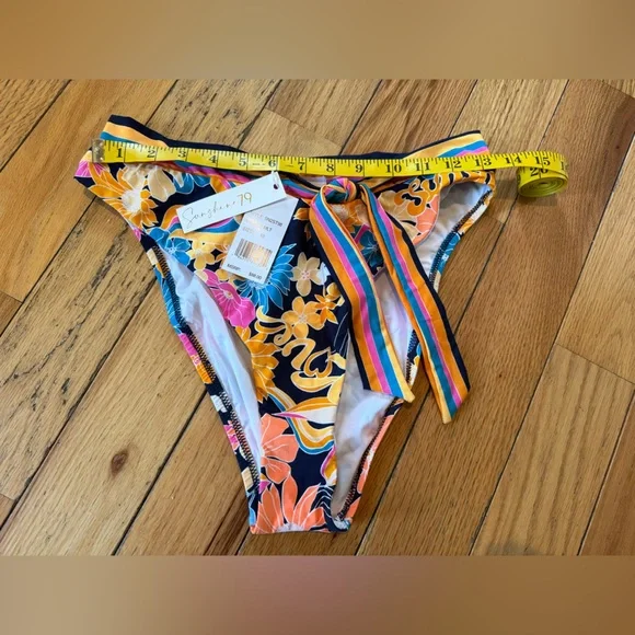 Sunshine 79 Multicolor Floral and Stripe Bikini Bottoms Women’s Size 10 NWT - Picture 11 of 12